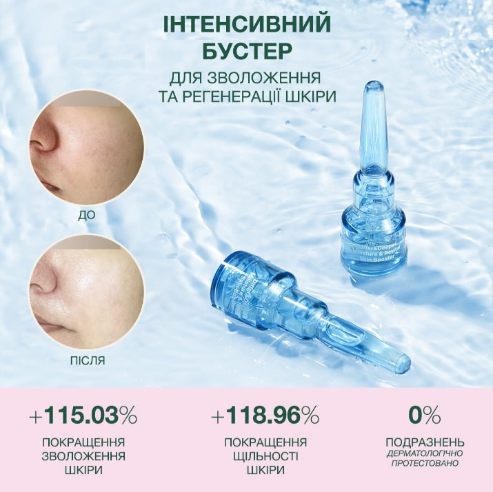 Differ & Deeper Інтенсивний бустер для зволоження та регенерації шкіри, 2 мл/5 шт. – Differ & Deeper Moisture & Revital Skin Booster (starter pack)