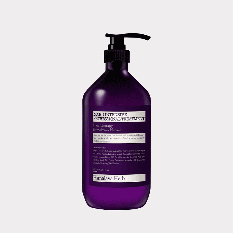 Фіолетовий флакон з чорним дозатором та фіолетовими написами шампуню NARD Intensive Professional Treatment, 1000 мл