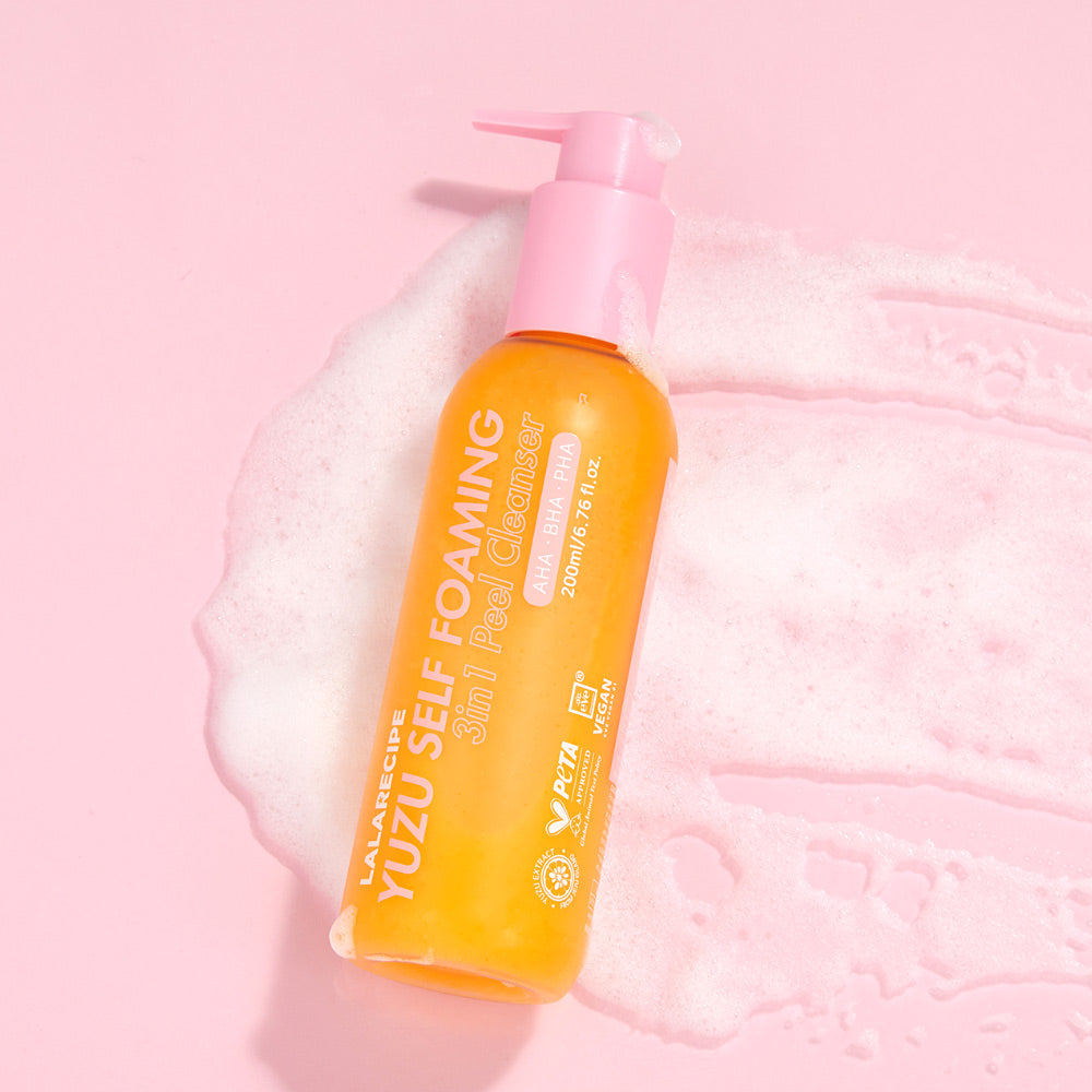 LALARECIPE Yuzu Self Foaming 3in1 Cleanser - Освітлювальна пінка 3-в-1 для вмивання з екстрактом юдзу