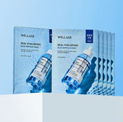 Wellage Зволожувальна тканинна маска з гіалуроновою кислотою, 27 мл/5 шт. – Wellage Real Hyaluronic Blue Ampoule Mask Sheet