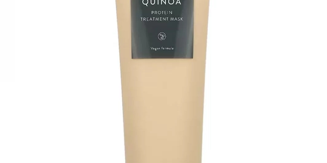 Бежевий тюбик засобу Aromatica Quinoa Protein Treatment Mask з світло-бежевим носиком і кришечкою на білому фоні, 160 мл