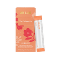 Оранжева коробочка та саше колагену BB Lab The Collagen Up Jelly на білому фоні.