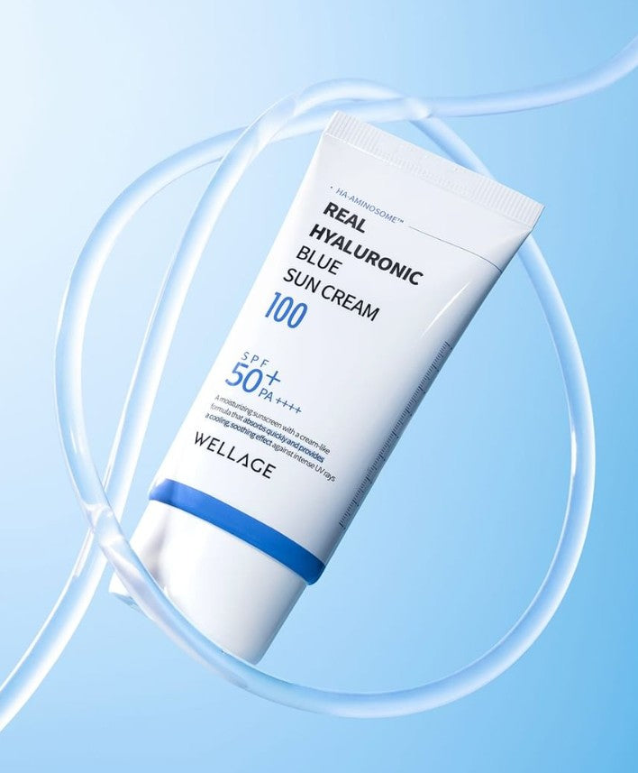 WELLAGE Сонцезахисний крем з гіалуроновою кислотою, 50 мл – WELLAGE Real Hyaluronic Blue Sun Cream 50+ PA++++