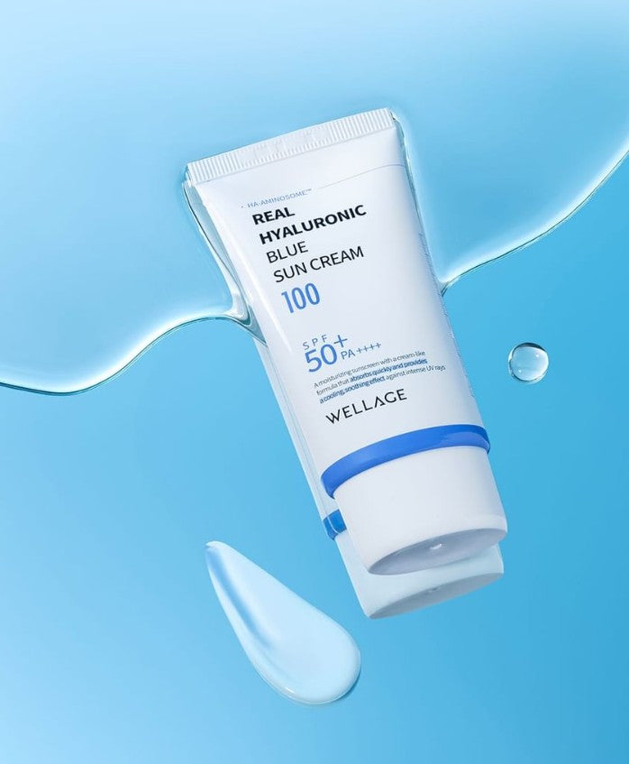 WELLAGE Сонцезахисний крем з гіалуроновою кислотою, 50 мл – WELLAGE Real Hyaluronic Blue Sun Cream 50+ PA++++