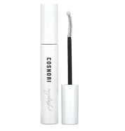 Білий флакон сироватки для вій COSNORI Lash Serum стоїть на білому фоні, поряд з паличкою для нанесення.