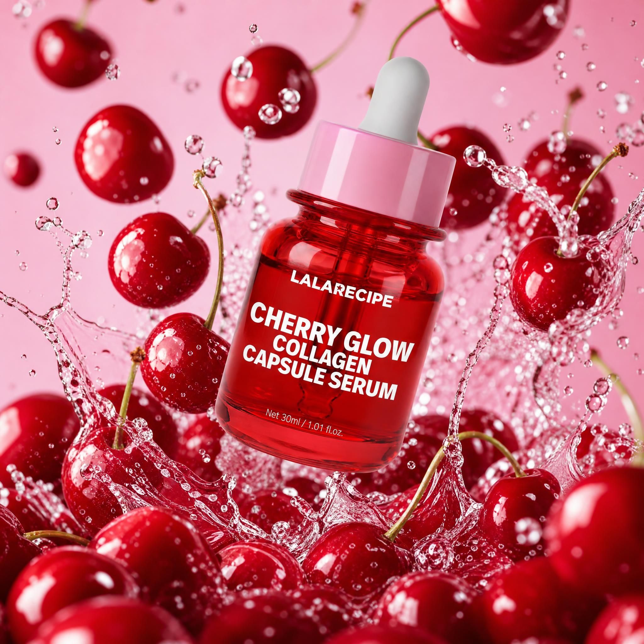 LALARECIPE Сироватка для сяйва шкіри з екстрактом вишні та колагеном, 30 мл – LALARECIPE Cherry Glow Collagen Capsule Serum