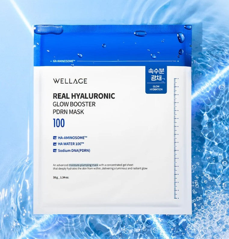 Wellage Зволожувальна та відновлювальна гідрогелева маска з PDRN, 38 г / 1 шт. – Wellage Real Hyaluronic Glow Booster PDRN Mask