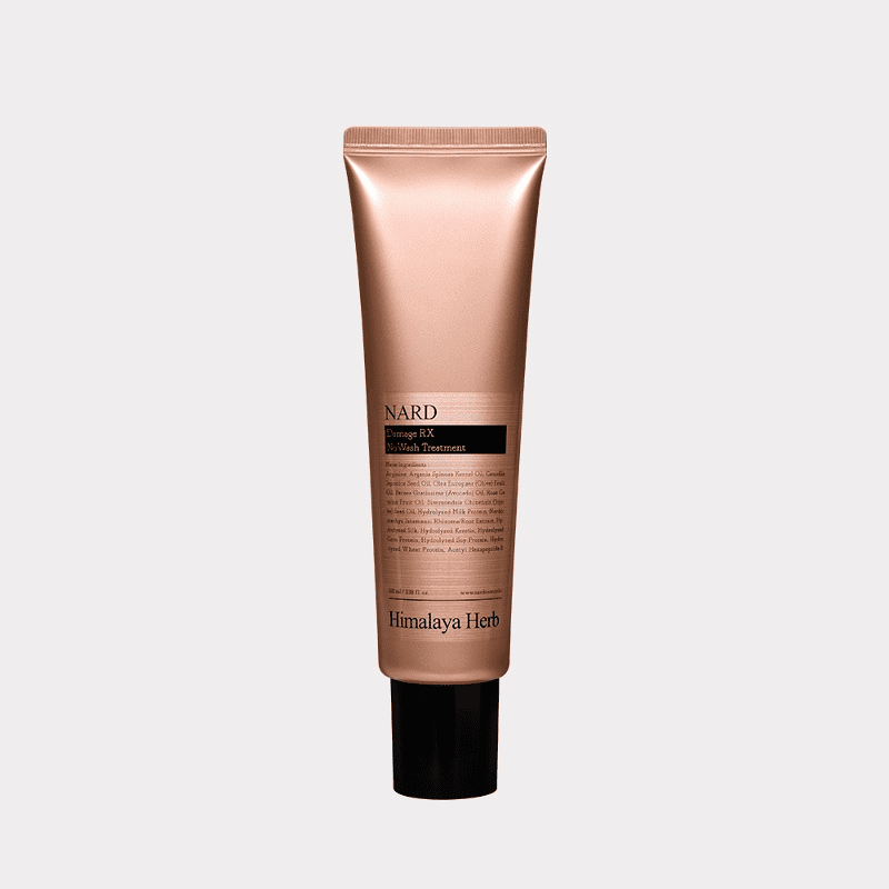 Бронзовий тюбик засобу NARD Damage RX No Wash Treatment з чорною кришечкою на білому фоні.