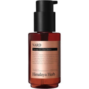 Коричнево-прозора бутилочка з чорним дозатором серуму для волосся NARD Damage RX Hair Serum стоїть на білому фоні.
