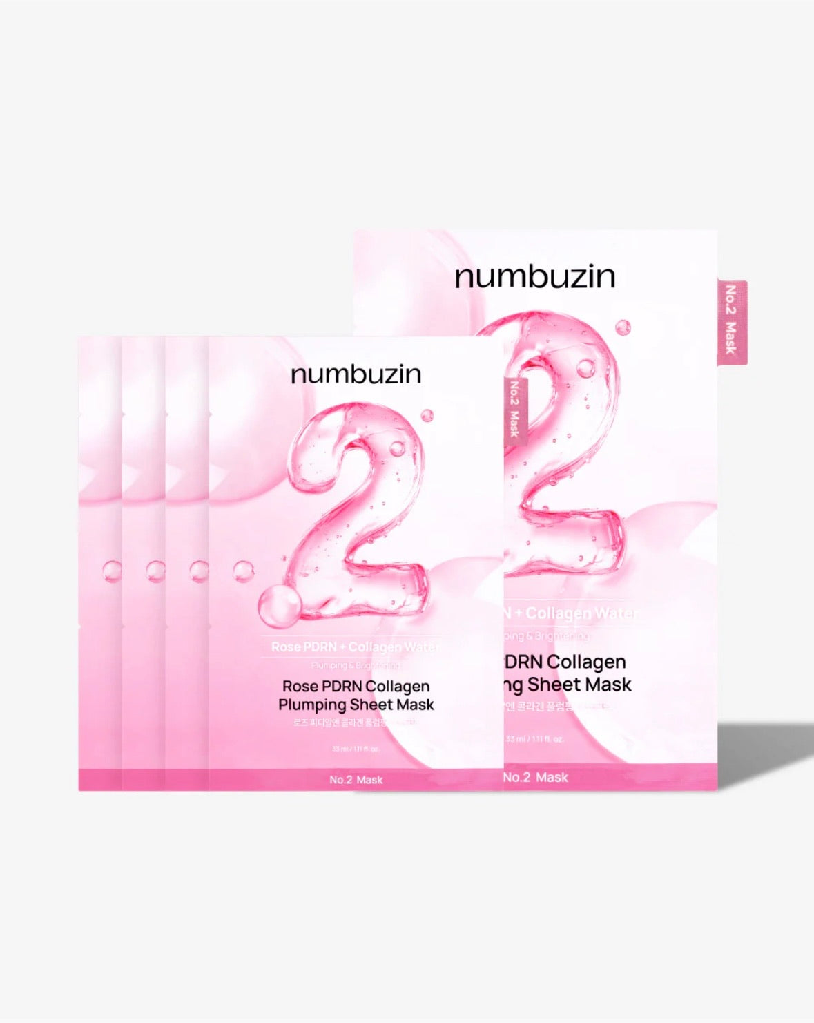 Numbuzin Тканинна маска для обличчя з колагеном та PDRN, 33 мл – No.2 Rose PDRN Collagen Plumping Sheet Mask