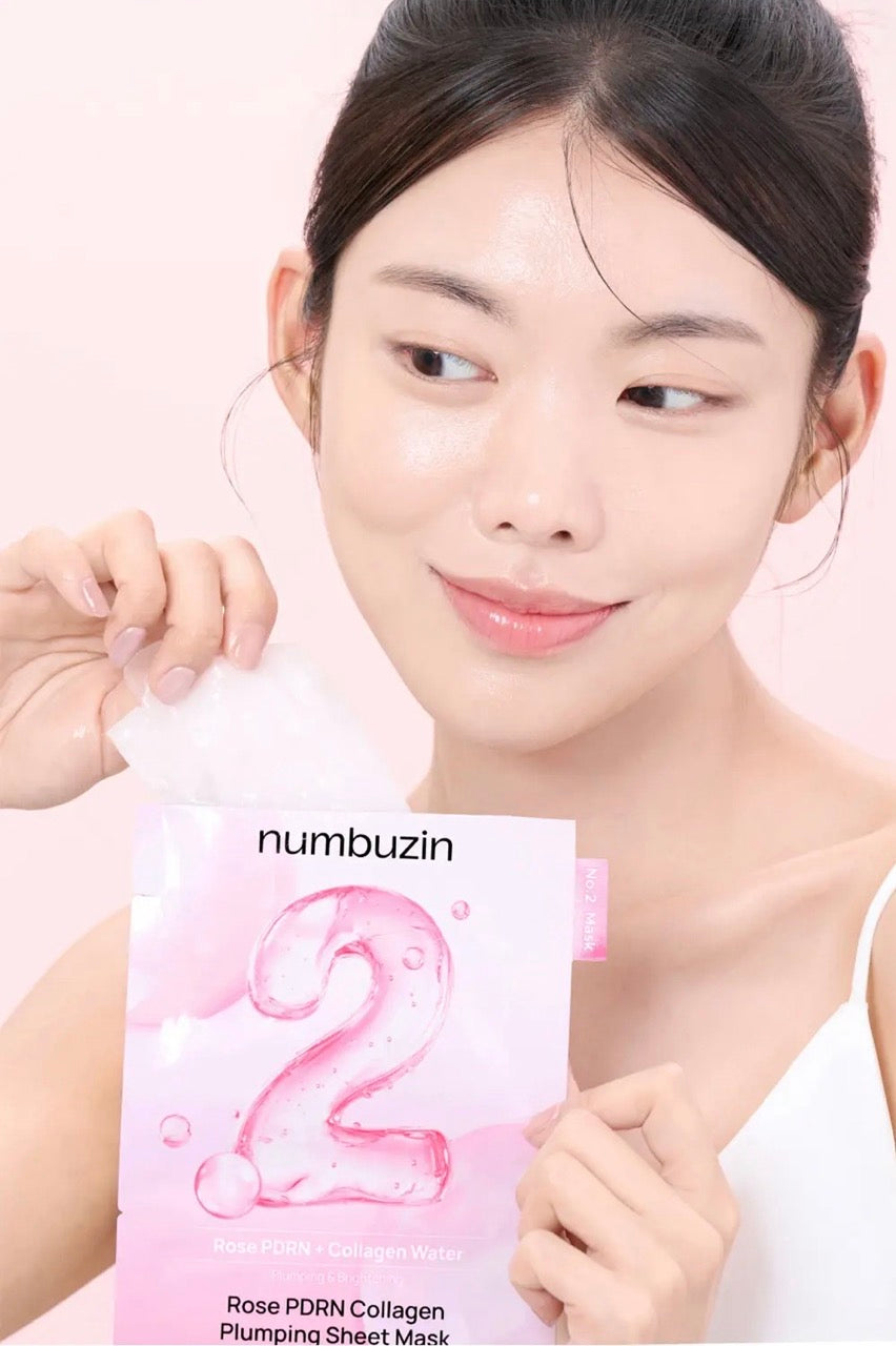 Numbuzin Тканинна маска для обличчя з колагеном та PDRN, 33 мл – No.2 Rose PDRN Collagen Plumping Sheet Mask