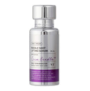 Срібляста ампула сироватки VT Cosmetics Reedle Shot Lifting Serum на білому фоні.