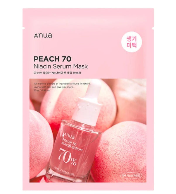 ANUA Peach 70 Niacin Serum Mask – освітлювальна тканинна маска з персиком та ніацинамідом