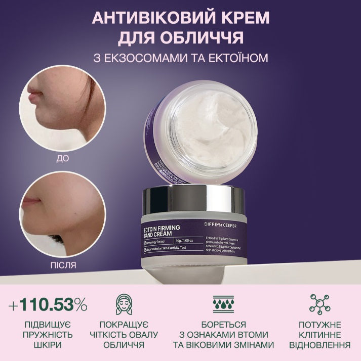 Differ & Deeper Антивіковий крем для обличчя з ектоїном, 30 г