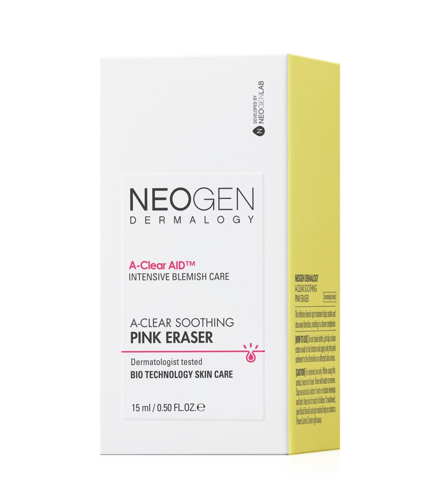 точковий крем NEOGEN A-Clear Soothing Pink Eraser 15 мл — упаковка засобу проти акне з біотехнологічним доглядом