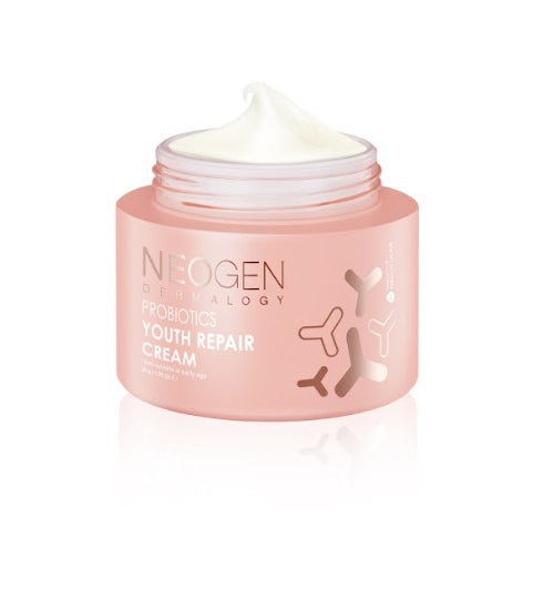 Відкрита банка крему Neogen Probiotics Youth Repair – густа поживна текстура для відновлення шкіри
