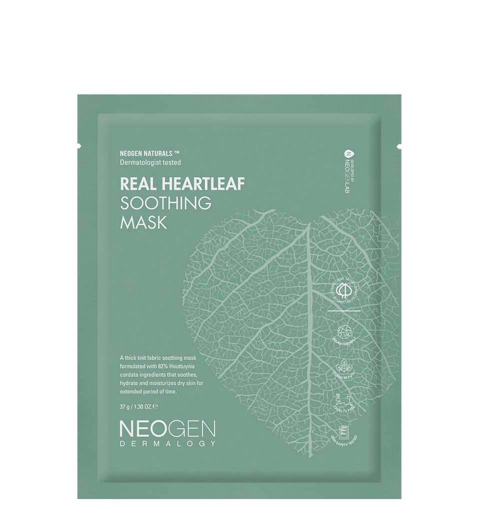 Neogen Real Heartleaf Soothing Mask – заспокійлива тканинна маска для обличчя з хаутюнією