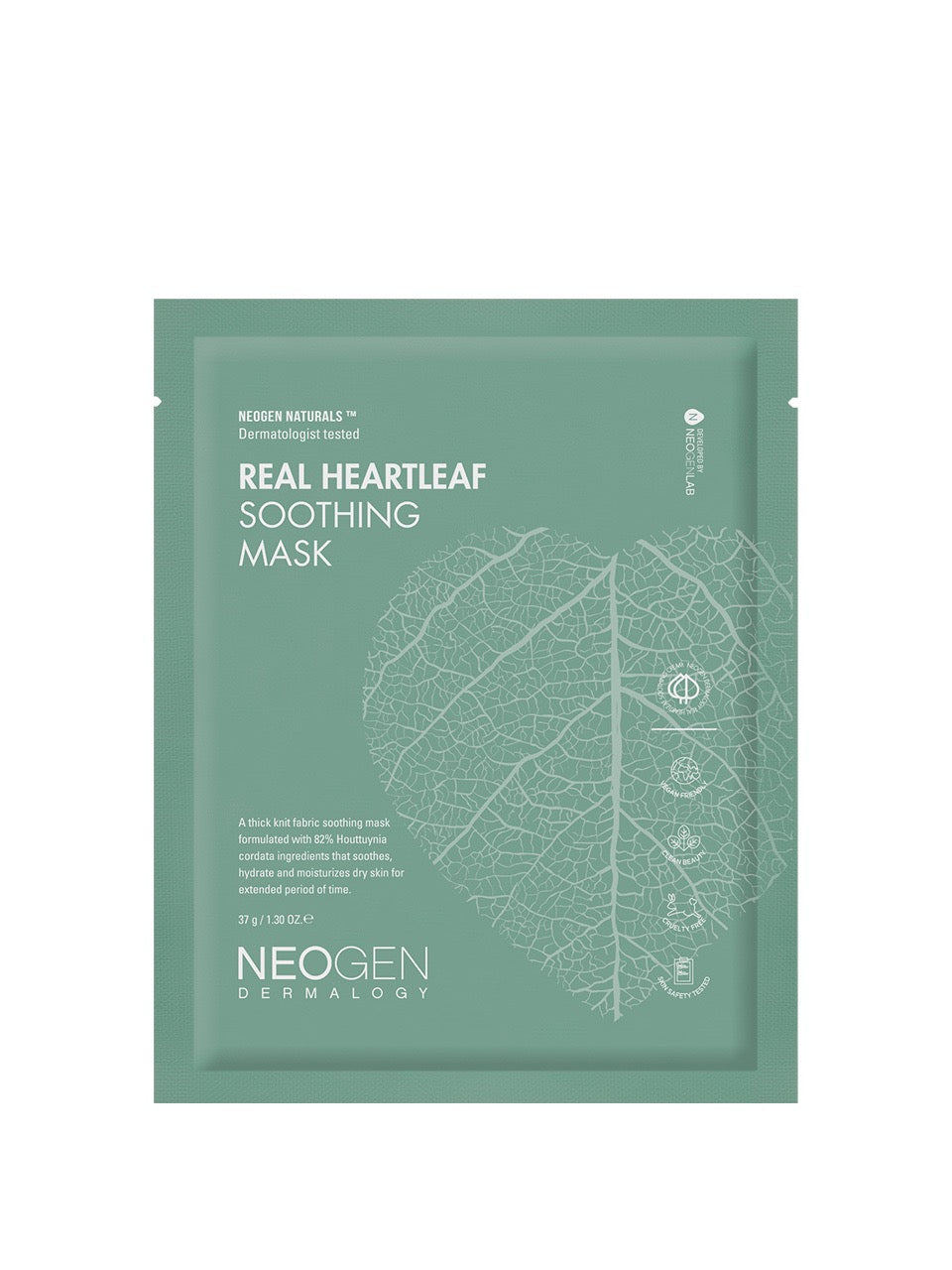 Neogen Real Heartleaf Soothing Mask – заспокійлива тканинна маска для обличчя з хаутюнією